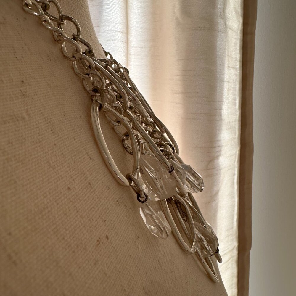 Chico’s Silver Statement Necklace Irregular Oval … - image 2